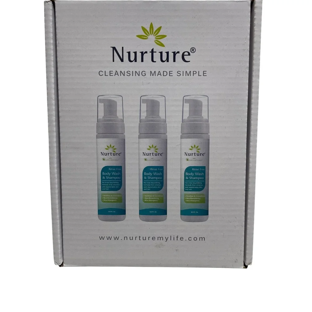 Nurture Cleansing Made Simple New Sealed 3 Bottles No Rinse Body Wash, Shampoo